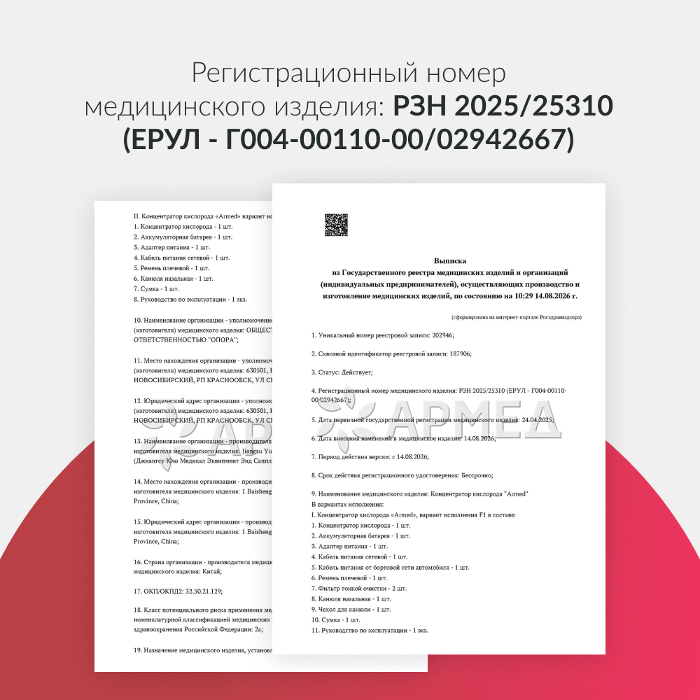 Концентратор кислорода Армед F1 <span>Портативный</span>