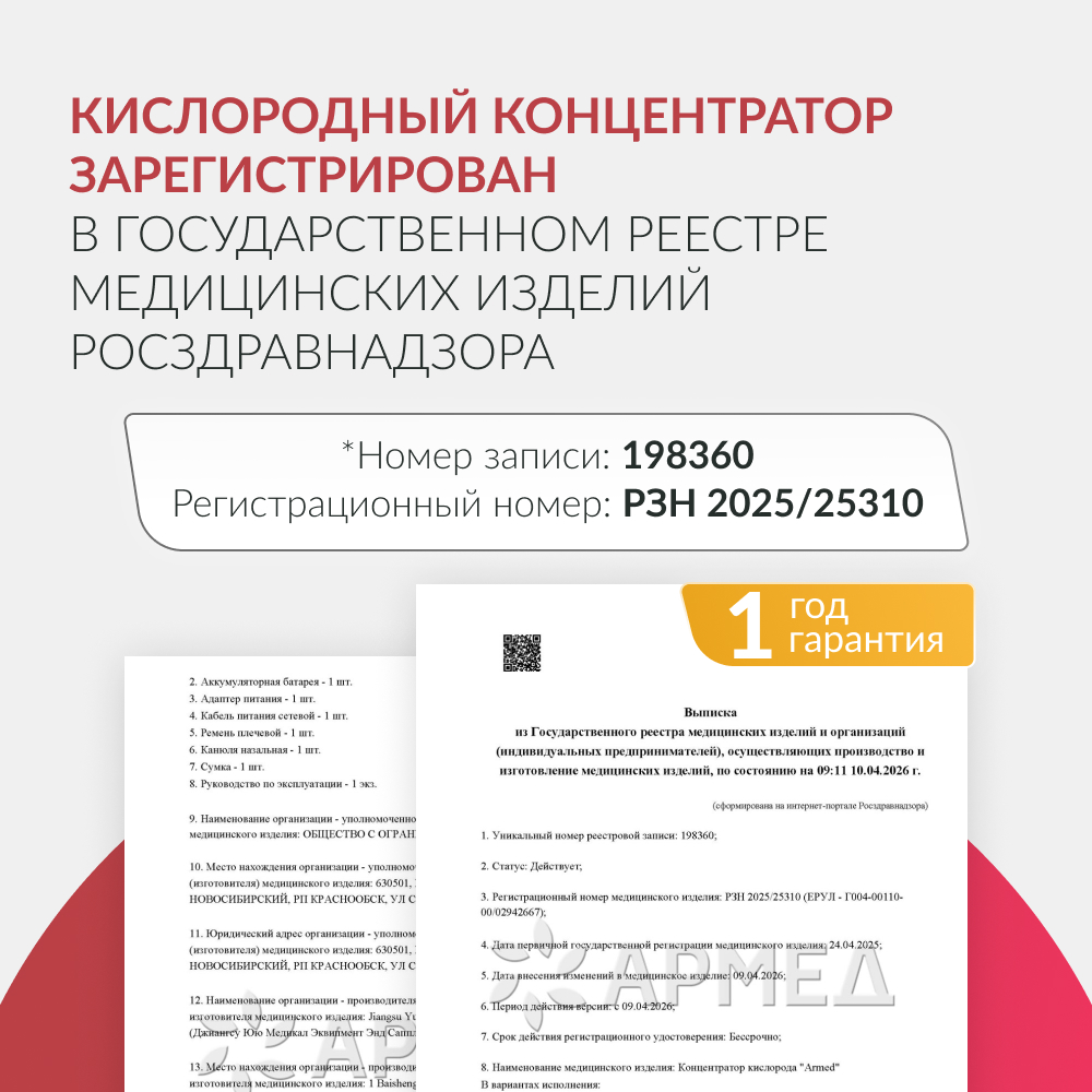 Концентратор кислорода Армед F2 <span>Портативный</span>